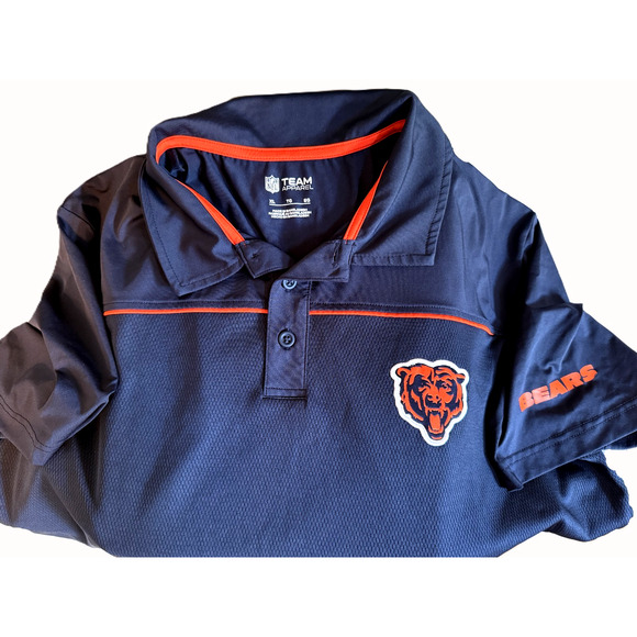 Chicago Bears Polo Shirt Men XL Navy Blue Knit NFL Team Apparel New Without Tag - Picture 4 of 5